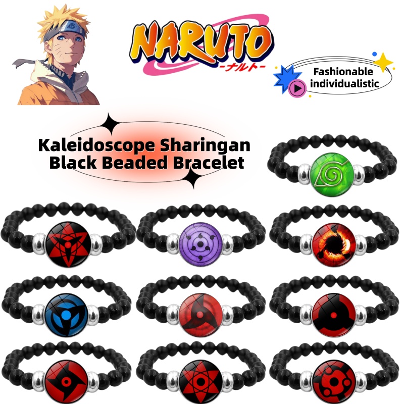 Anime Merchandise Japan - Braccialetto Creativo con Perline Nere Sharingan