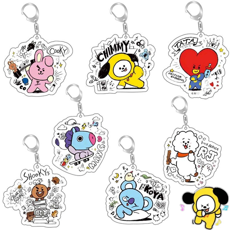 Anime Fan Merchandise - Portachiavi in acrilico BT21 anime cartoon,